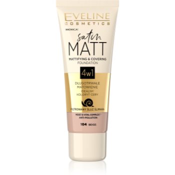 Eveline Cosmetics Satin Matt machiaj cu efect matifiant extract de melc - imagine 2